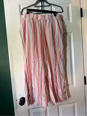 croft & barrow Striped Mid-Rise Crop Pants in Pink, Cream and Blue